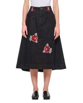   Molly Goddard  Abi Denim Miid Skirt Black  JeanS-Röcke 